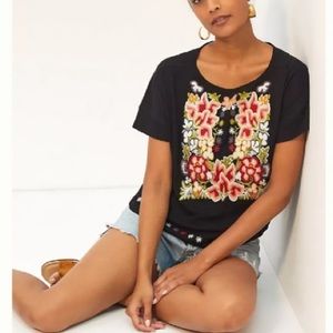 Anthropologie Embroidered Floral Top